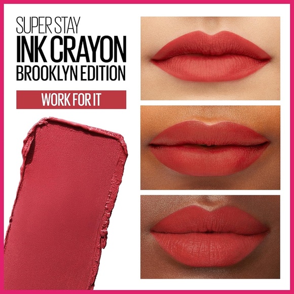Maybelline Super Stay Ink Crayon Matte Longwear Lipstick Makeup, 140 Work for It - Picture 2 of 8